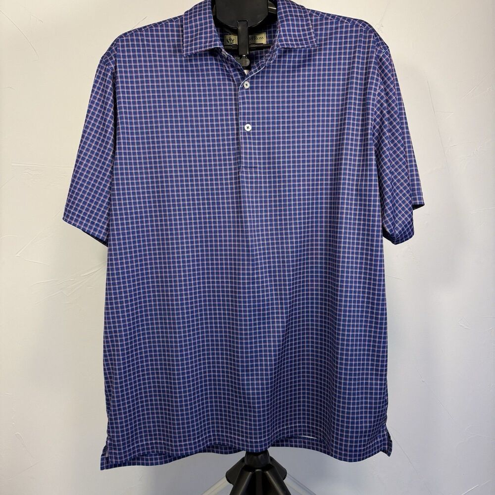 Donald Ross Sportswear Blue Patterned Golf Polo Men's Size XL